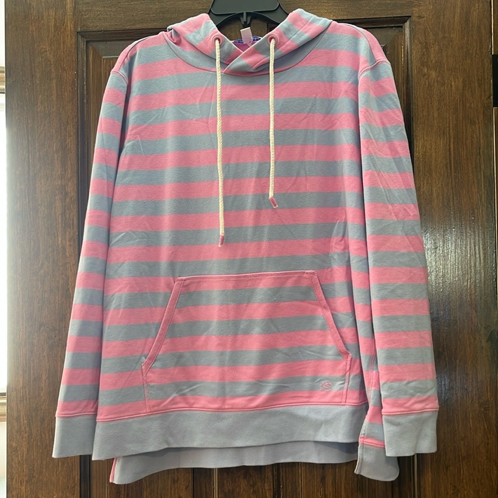 Southern Tides Light Weight  Blue & Pink Stripe Hoodie SZ XL